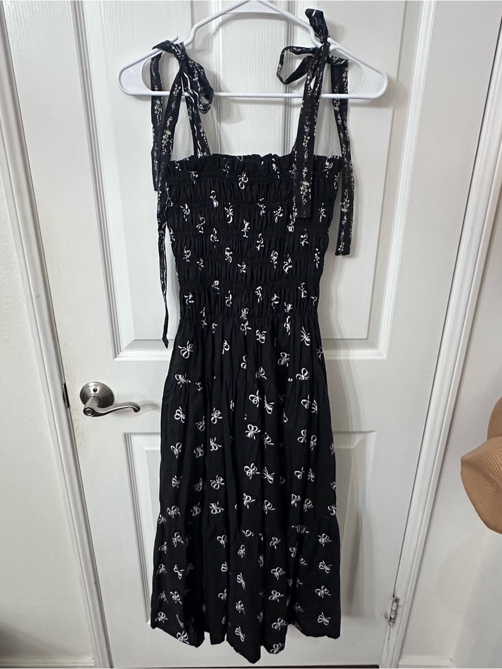 En Saison Ophelia Bow Print Smocked Sleeveless Midi Dress - Small NWOT